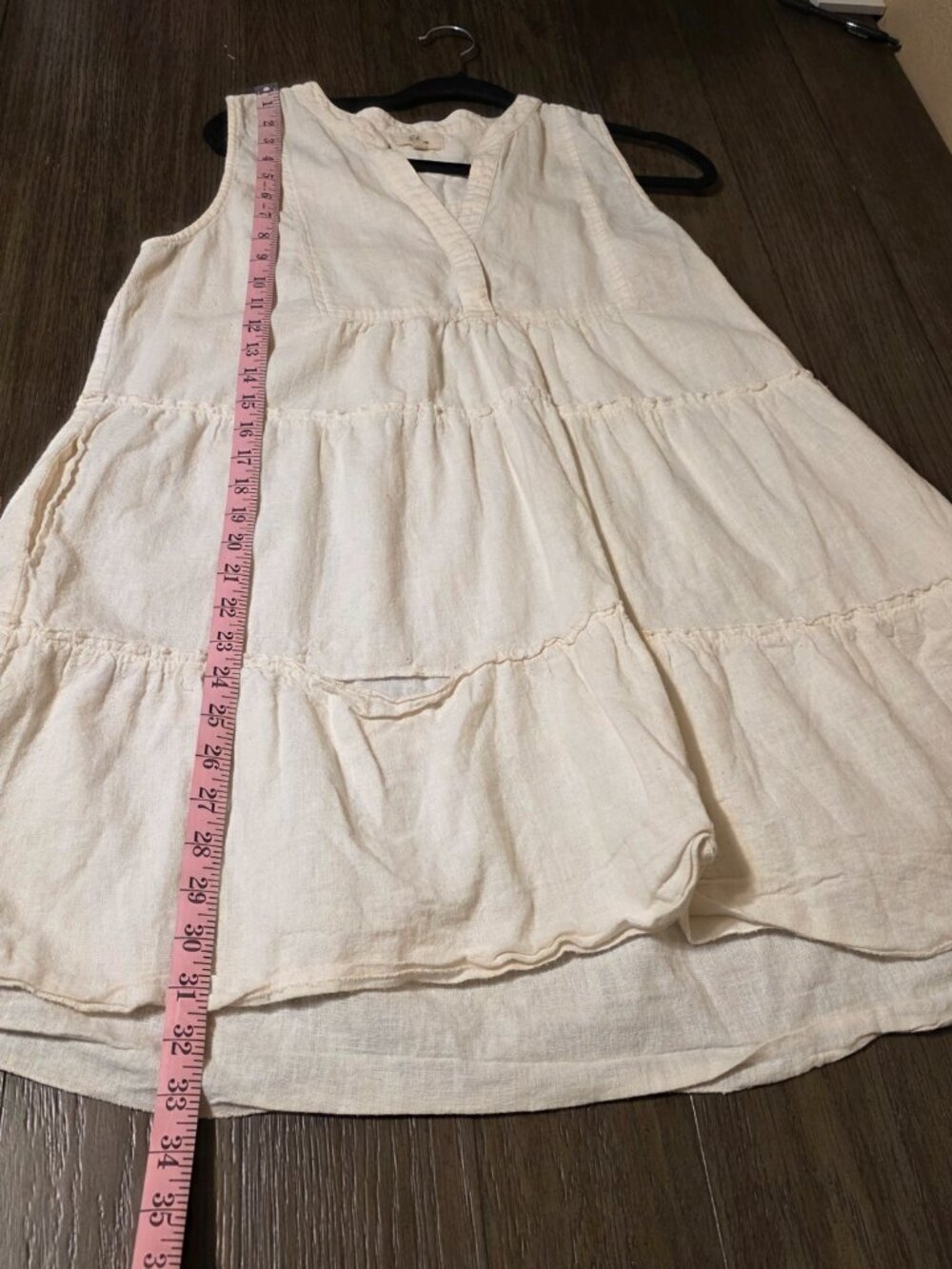 White Tunic Dress Large Sleeveless A Line Boho Beach Cover Up Flawed - Picture 3 of 13